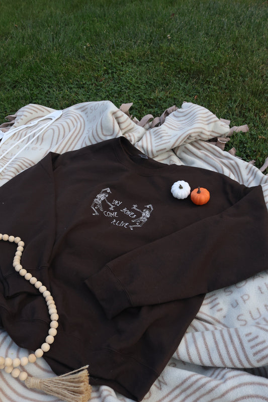 Dry Bones Come Alive Embroidered Crewneck