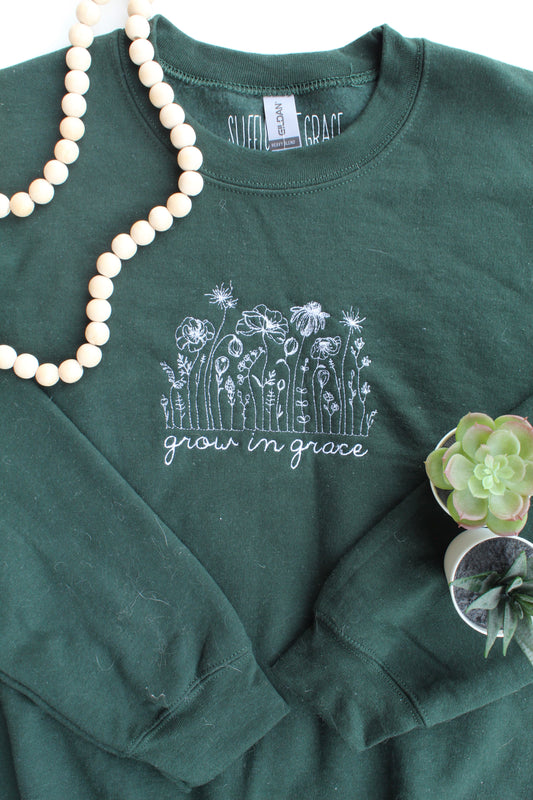 Grow in Grace Embroidered Crewneck