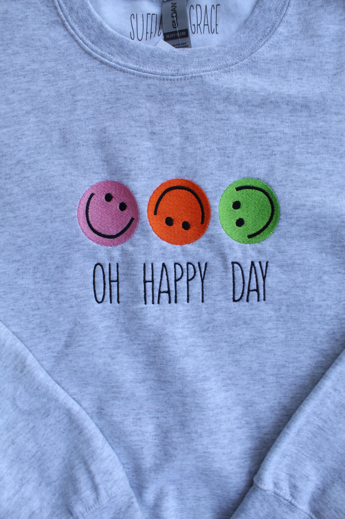 Happy Day Embroidered Crewneck