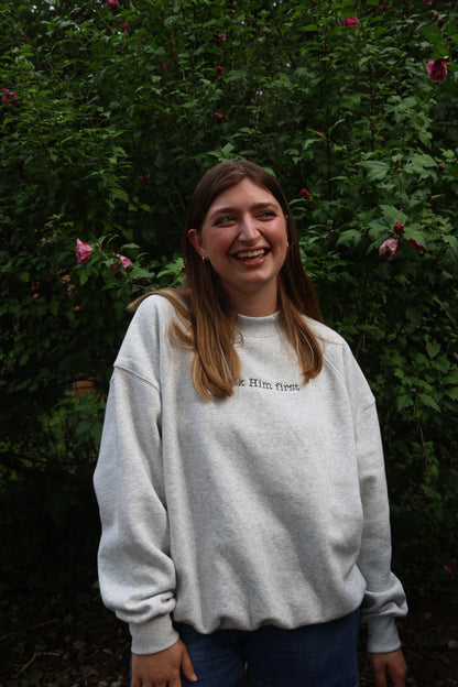 Seek Him First Embroidered Mockneck