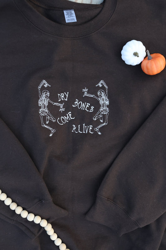 Dry Bones Come Alive Embroidered Crewneck