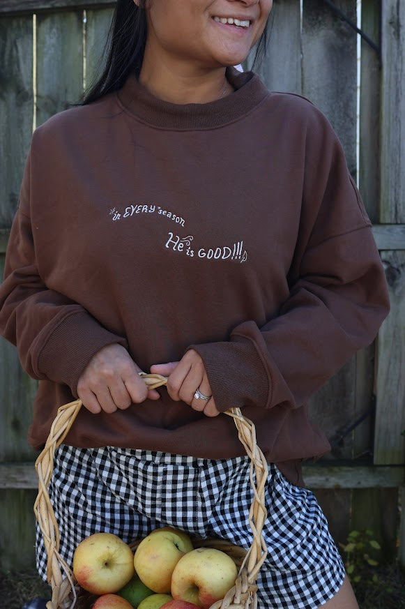 In Every Season Embroidered Mockneck
