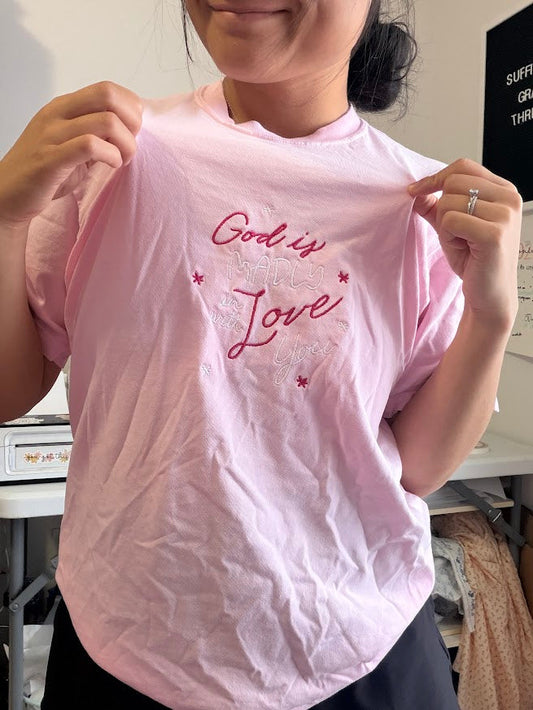 Madly in Love Embroidered Tee - M