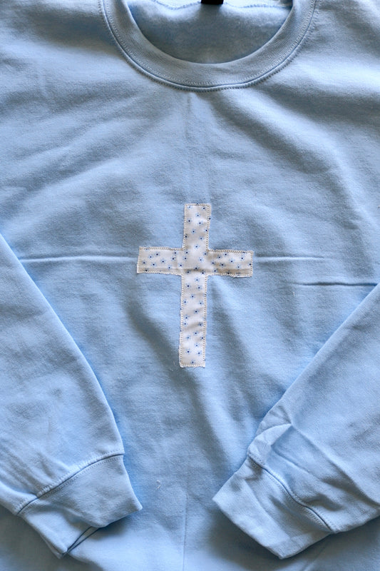 Light Blue Cross Crewneck - XL