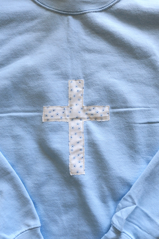 Light Blue Cross Crewneck - XL