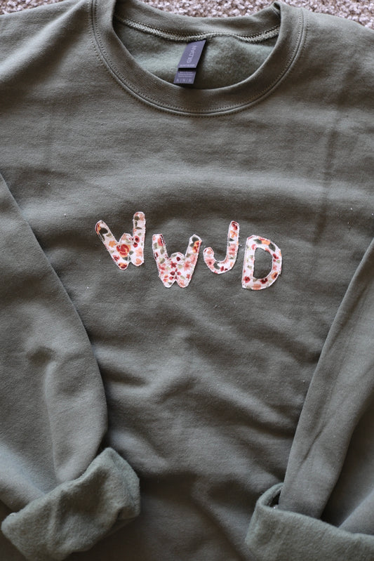 Military Green WWJD Crewneck - XL