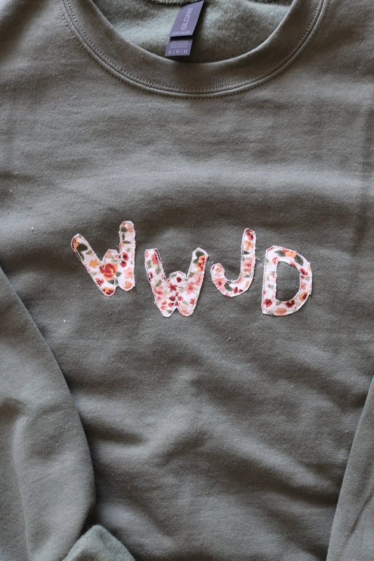 Military Green WWJD Crewneck - XL