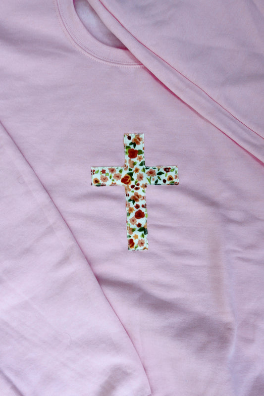 Light Pink Cross Crewneck - L