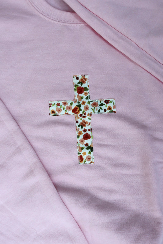 Light Pink Cross Crewneck - L