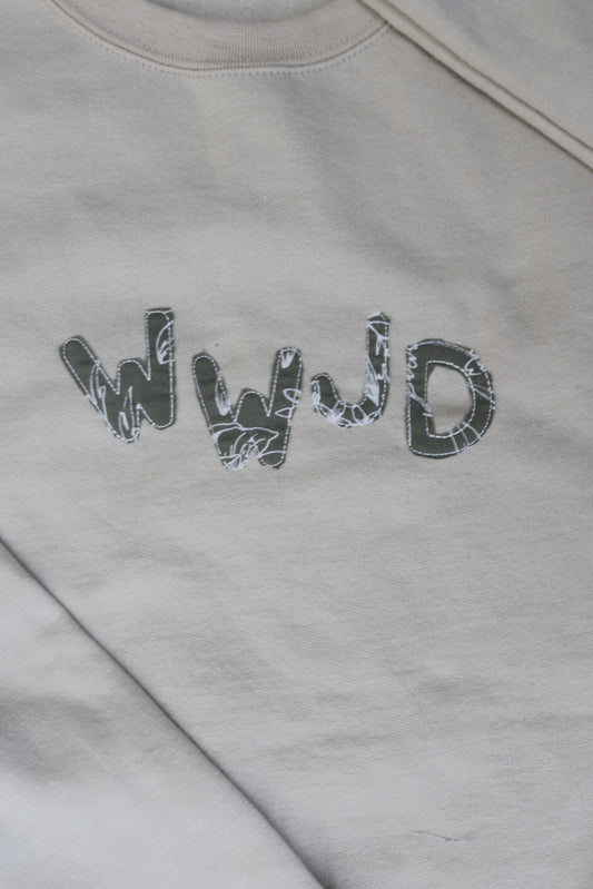 Sand WWJD Crewneck -L