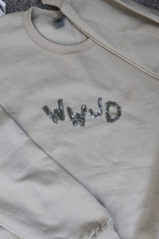 Sand WWJD Crewneck -L