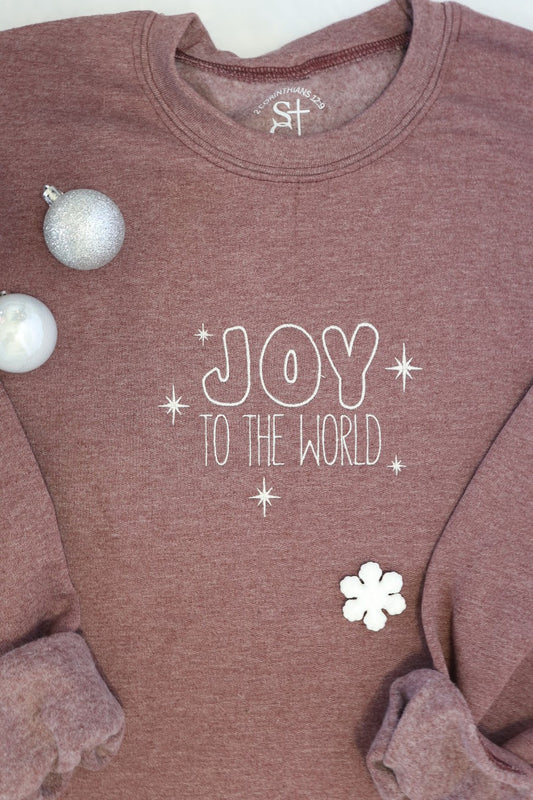 Joy to the World Embroidered Crewneck