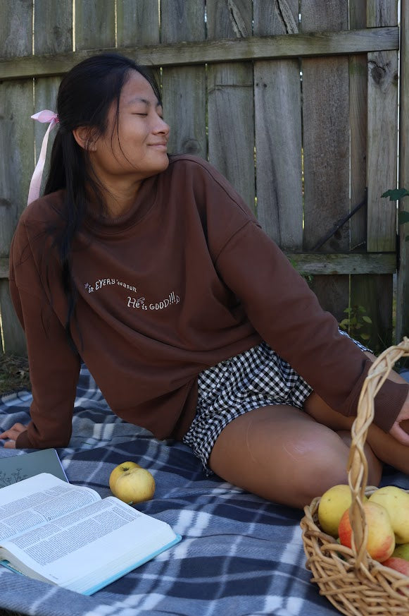 In Every Season Embroidered Mockneck